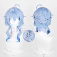 2025 New! Cosplay Anime Lantern Rite Ganyu Long Blue Gradient Twilight Heat Resistant Synthetic Hair Wigs + Wig
