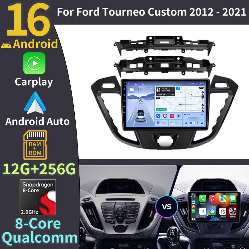

For Ford Transit Tourneo Custom 2013-2021 Android 16 Car Radio Multimedia Navigation GPS Bluetooth Wirelss Carplay Touch Screen