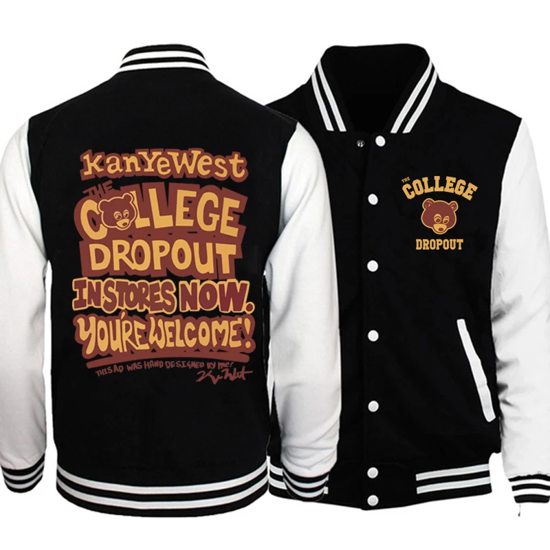 The College Dropout Baseball Uniform Jacket Zip Up Hoodie Sweatshirts Kanye West Vultures 2024 90S Hoodie Y2K Coat Gift