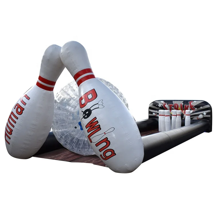 Outdoor sport game inflatable bowling game inflatable human zorb bowling pins for sale