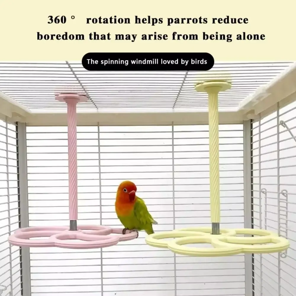 Chewable Rotating Parrot Windmill 360° Rotating Self Entertaining Birds Standing Perch Smooth Bearings Comfortable Grip