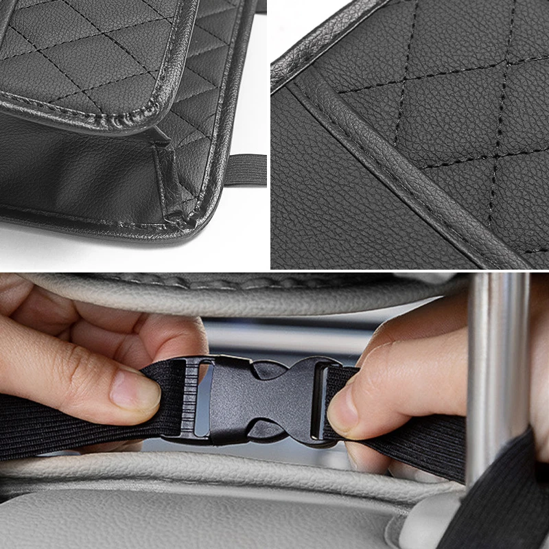 Car Seat Back Organizer Storage Bag Leather Pocket Tissue Cup Holder For Geely Emgrand X7 EC7 Atlas Boyue GC6 Parts LC EC8 view 3