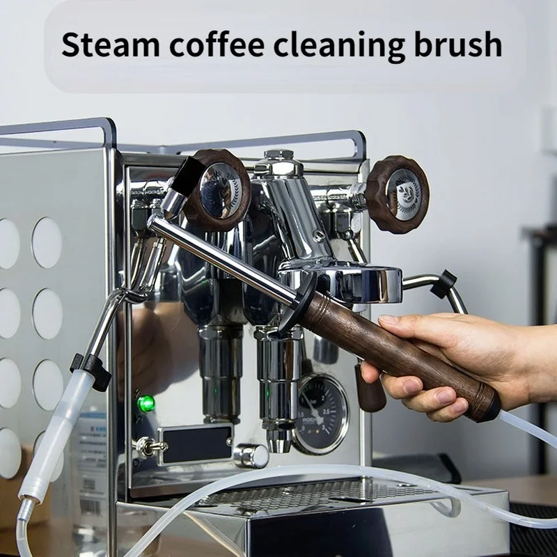 Coffee Brush Coffee Machine Steam Cleaning Brush Anti-scalding Wooden Handle Coffee Machine Cleaning Tool Coffee Appliance