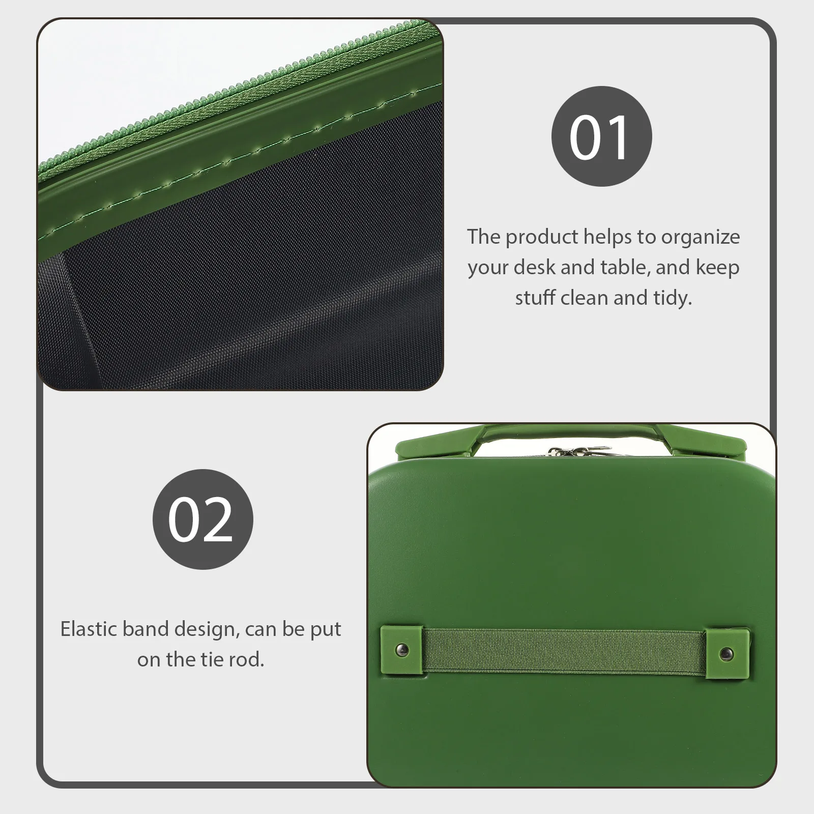 Maleta organizadora de maquillaje de viaje portátil, caja de almacenamiento de carcasa dura verde para artículos de tocador, elementos esenciales de belleza