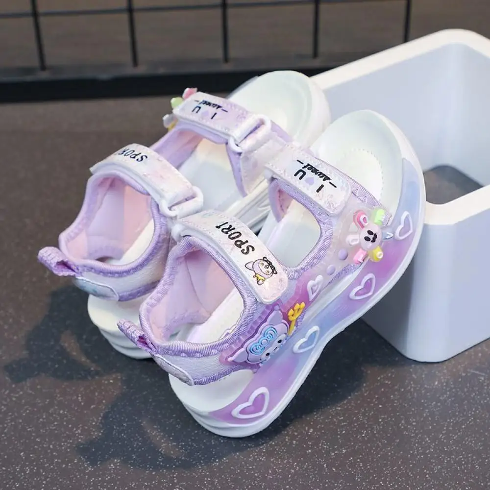 

Sanrio Kuromi, повседневные спортивные сандалии принцессы, летние детские розовые, фиолетовые пляжные сандалии, нескользящая обувь для малышей, кроссовки, размер 26-37