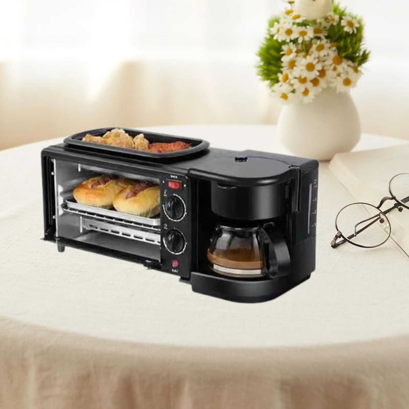 3 in 1 macchina per la colazione forno multifunzionale per la colazione tostapane Maker piccoli elettrodomestici da cucina per salsicce all'uovo