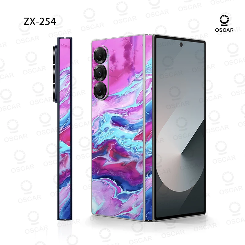 Stiker Anti Gores Warna-warni 3M untuk Samsung Galaxy Z Fold6 5 4 3 7 Fold5 Fold4 Stiker Pelindung Penutup Kulit Film Belakang