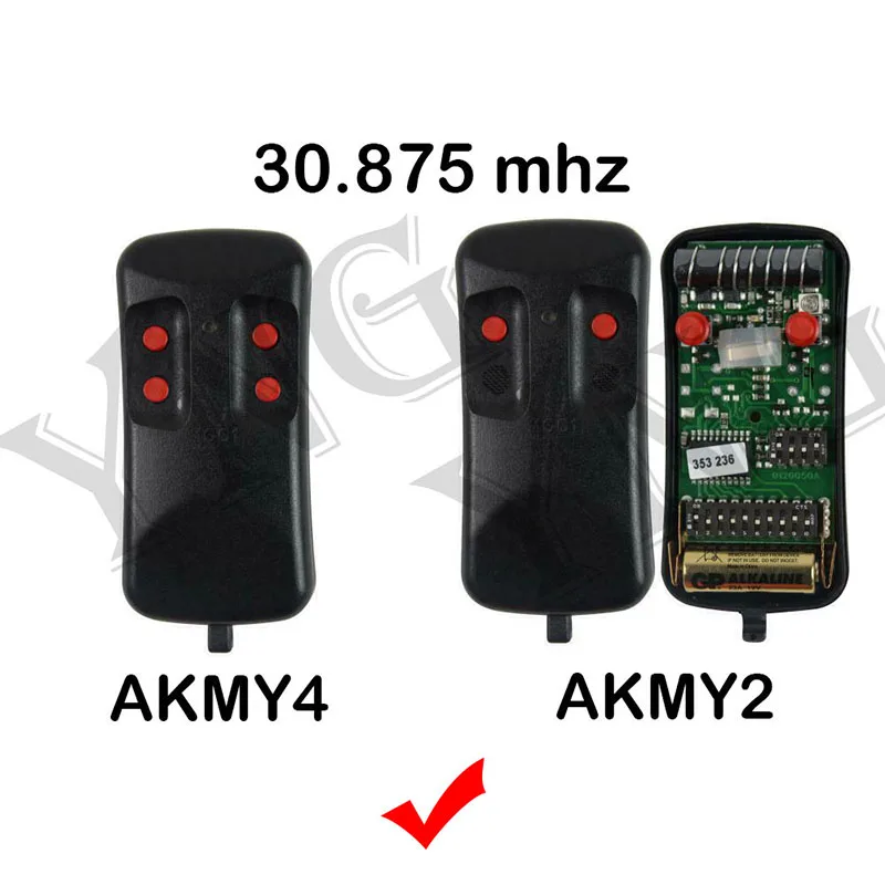 Imagem -03 - Abridor de Porta de Garagem de Controle Remoto Código Fixo Clone Allmatic Akmy2 Akmy4 Akmy2r Portão Opener 26.995mhz 27.120mhz 30.875mhz 40685 Mhz