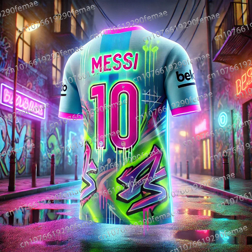 Latest Fashion Messi Pattern Printed Men's Football Sports Shirt T-shirt Daily Breathable Sweat Wicking Quick Drying Jersey