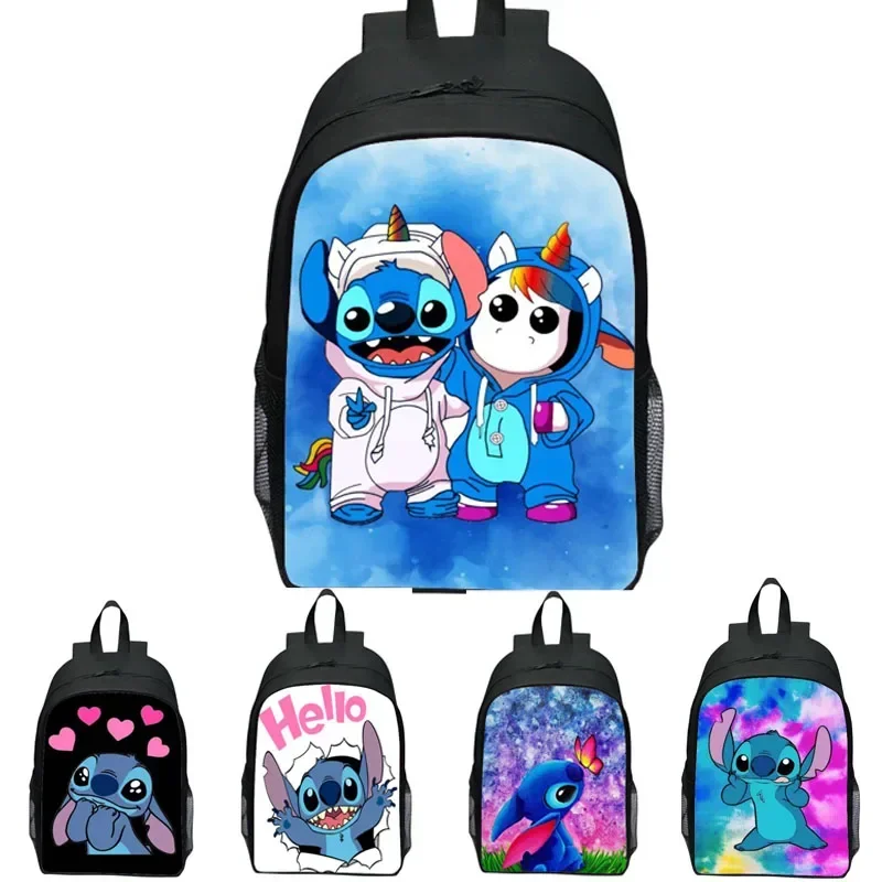 Disney Cute Stitch Cartoon Print Children\'s Backpack Boys and Girls Accessories Kindergarten Backpack Kids Gift Travel Bag