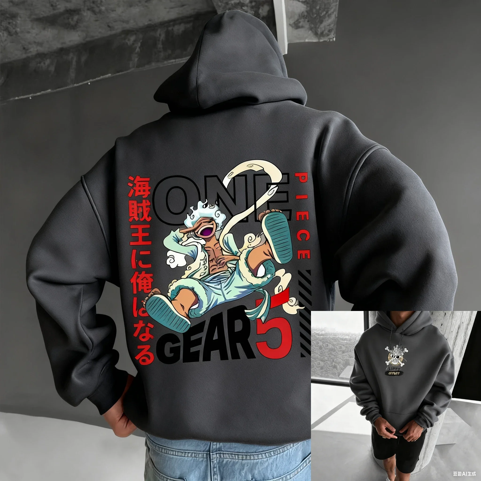 قطعة واحدة لوفي جير 5 2026 جديد حار هوديي أنيمي تأثيري البلوز الرجال النساء بلوزة كاجوال القطن مقنعين سترة ربيع الخريف #2