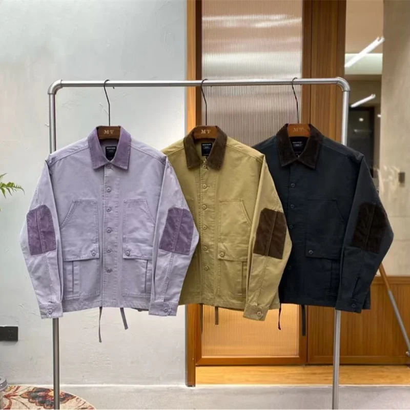 

New Multi Pocket Washed Cotton Patchwork Workwear Jacket Unisex Outdoor Trekking Hiking Climbing Outer Garment Travel Overcoat