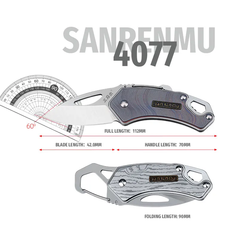 SANRENMU SRM 4077 4Cr15N Blade Material Multi-Functional EDC Tool Outdoor Survival Camping Mini Pocket Folding Knife