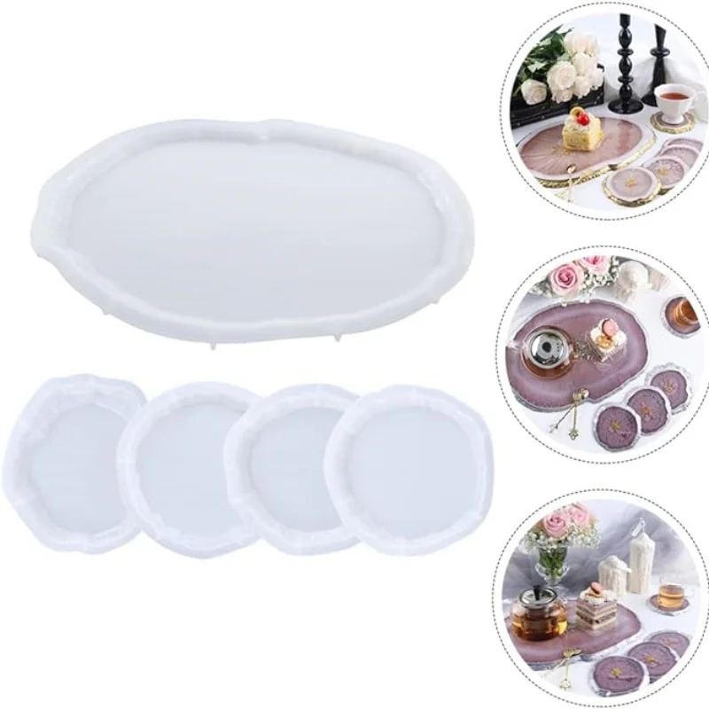 Molde de resina epoxi de cristal para manualidades, bandeja Irregular, posavasos, molde de silicona para espejo