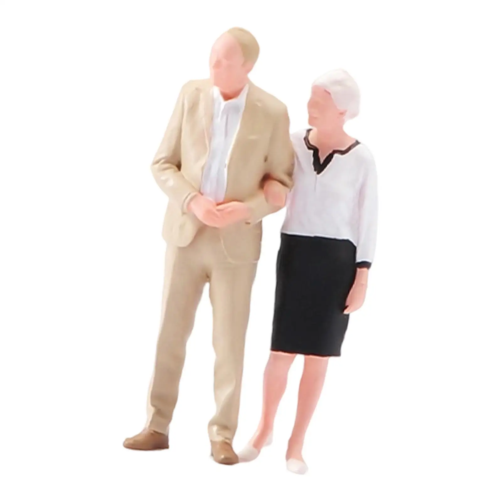 1/64 Scale Miniature Figure Elderly Couple Realistic Mini Resin Miniature People for Diorama Photography Props Ornament Decor