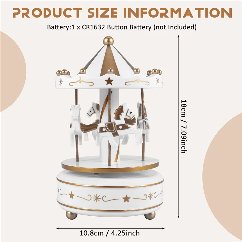 A48U Kotak Musik Merry Go Round Kotak Musik Dekorasi Ruangan Kotak Musik Putar Putar Hadiah Terbaik untuk Anak Laki-laki Perempuan