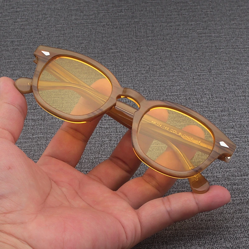 

Johnny Depp Polarized Sunglasses Man Lemtosh Sun Glasses Woman Luxury Brand Vintage Acetate Yellow Blue Night Vision Goggles