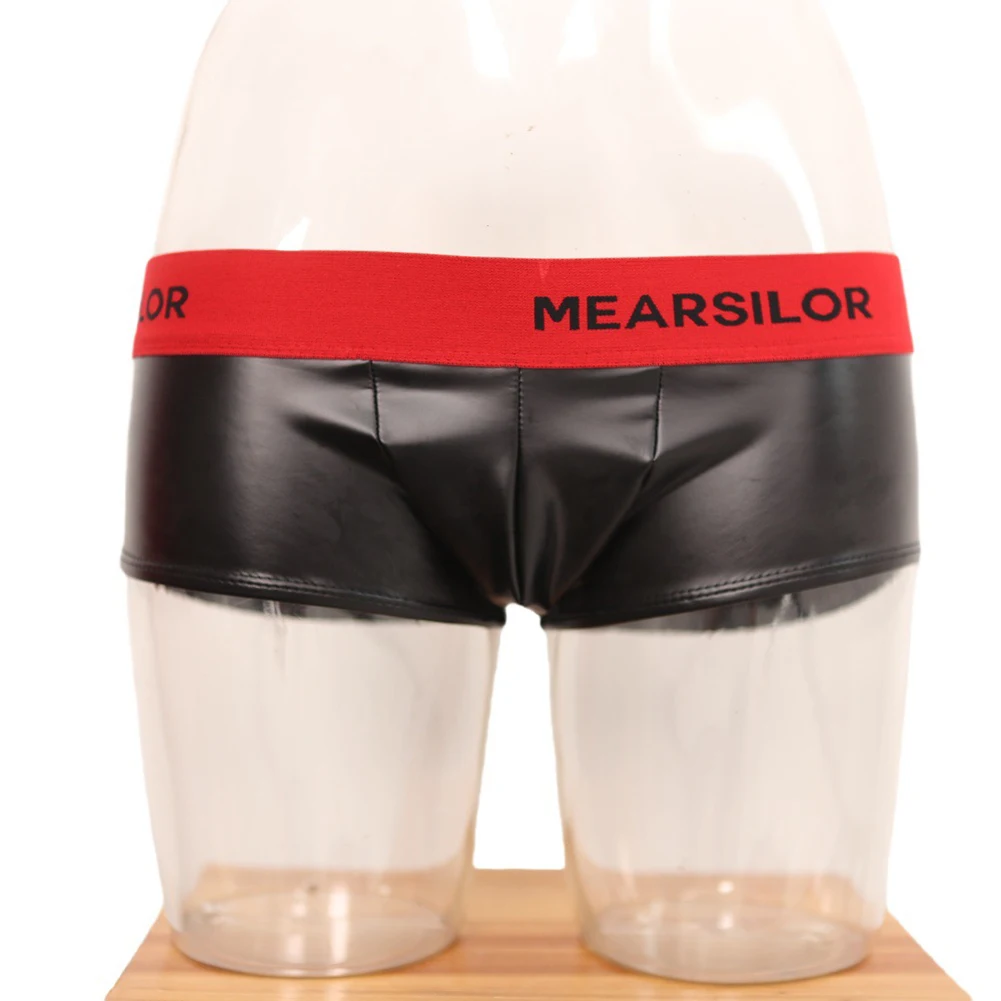 

Men Sexy Latex Ammonia Boxer Shorts Patent Leather Underpants Low Rise UPouch Trunk Sexy Accessories Hot Clubwear Men's Panties