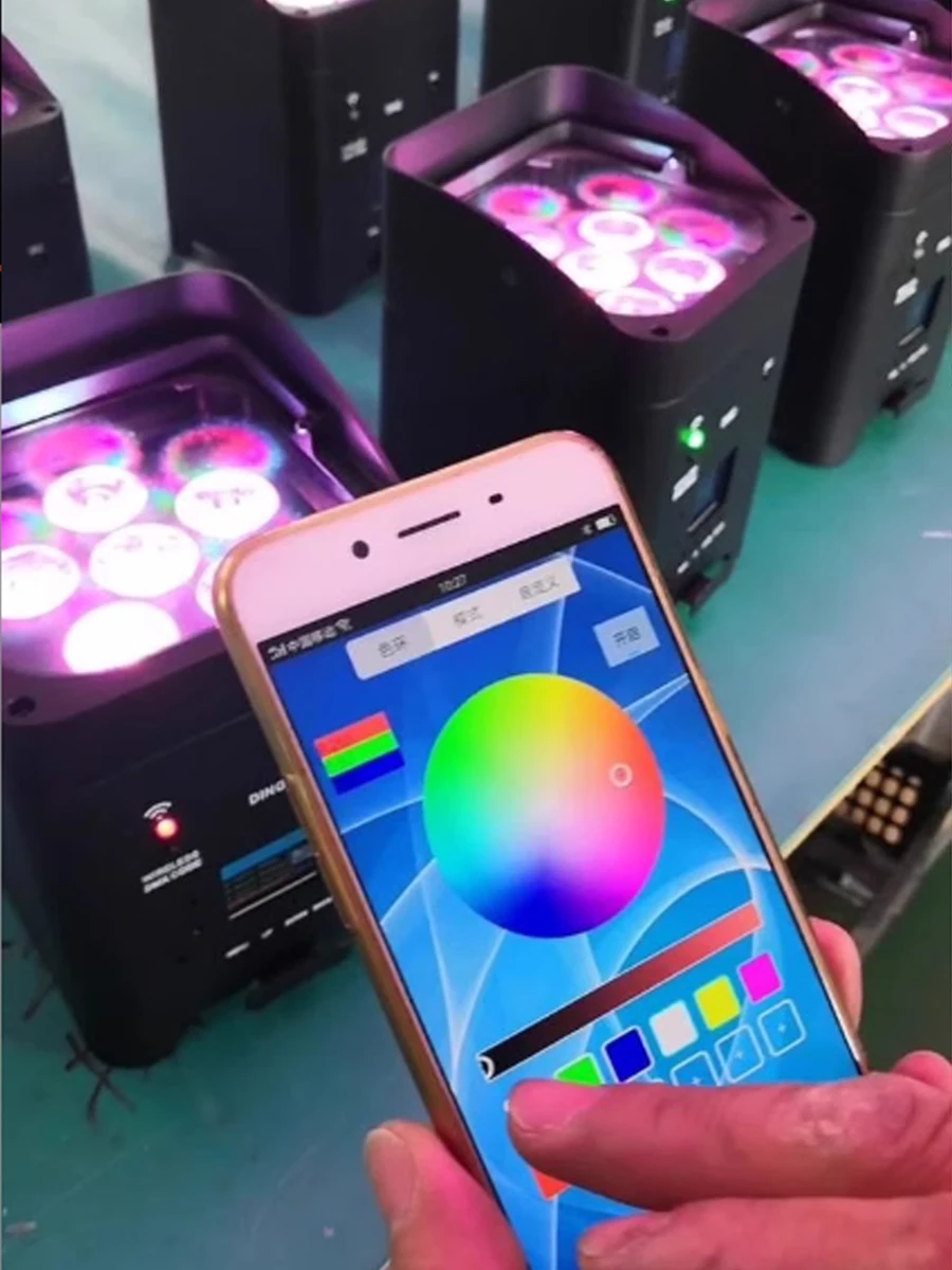 6x18W LED Wireless Battery Par Lamp Charging APP Remote Control RGBW UV 6in1 Disco Stage Lights Outdoor Camping Atmosphere Light