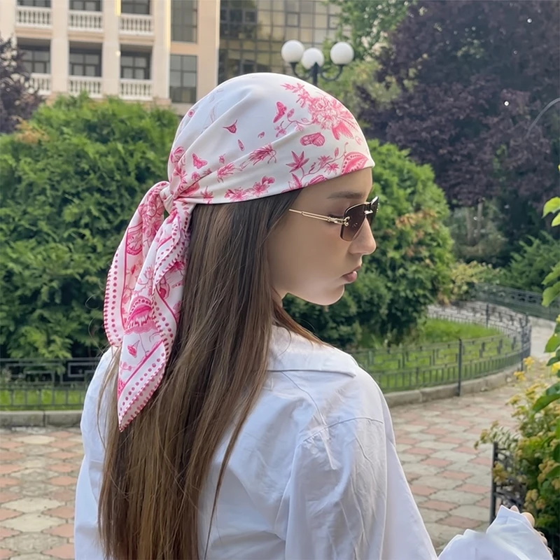 Luxury Scarf Head Wrap Turban Hijab Square Female Print Headscarf Shawl Bandana Neckerchief Headband Windproof Fashion Wraps