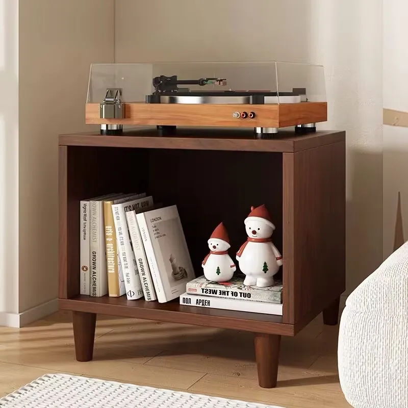 Hooqu sala de estar mesita de noche sofá libros laterales soporte de vinilo gabinete de almacenamiento de discos mesa tocadiscos estante de exhibición tocadiscos S