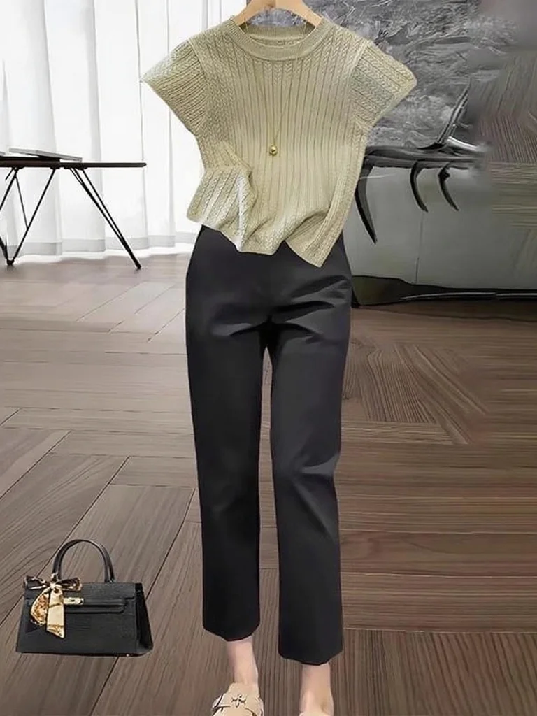 Bla Casual Tailored Pants Women's Spring Autumn New Sle Korean Version Versatile Elastic Slimming ort Straight e Tu...