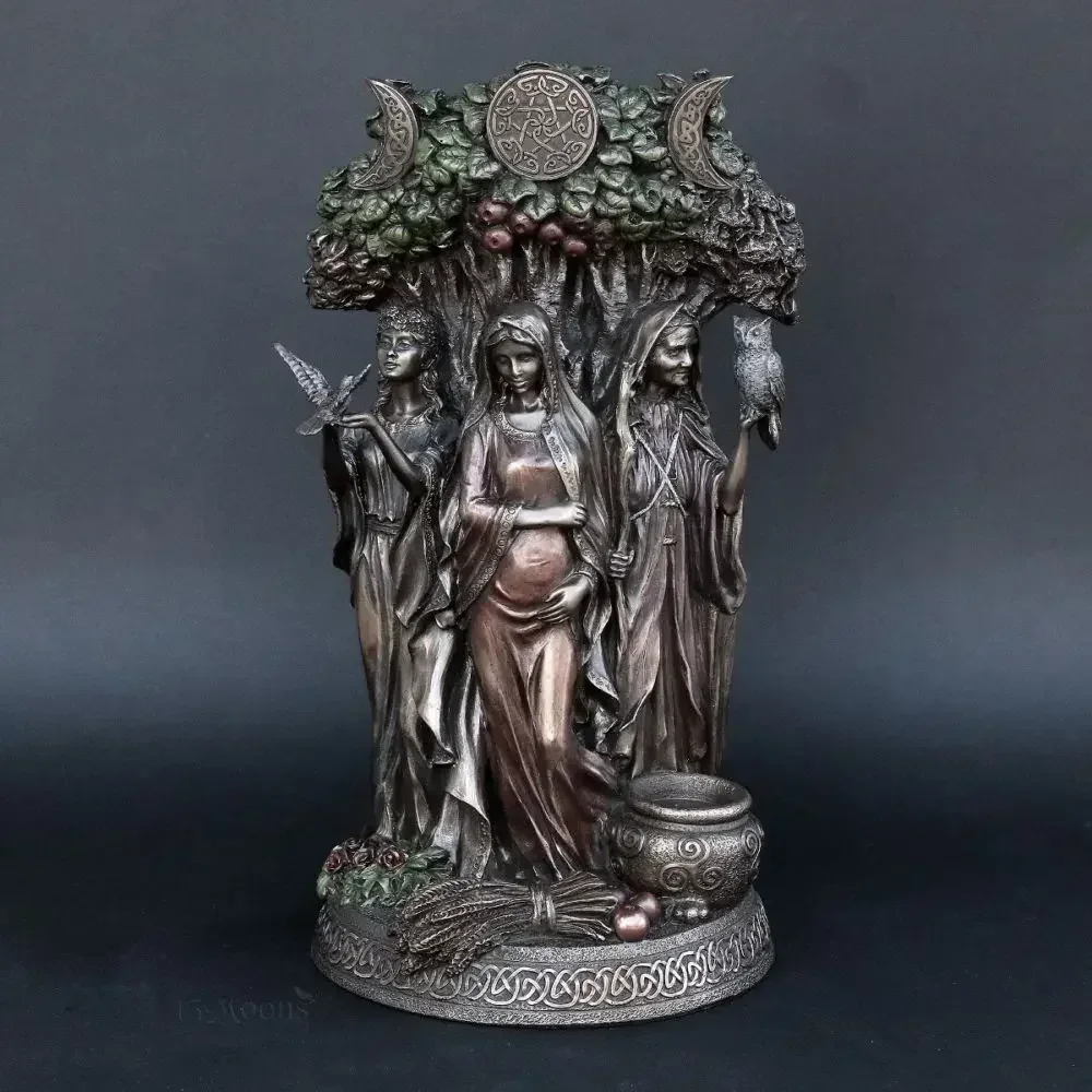 Celtic Goddess Sculpture Park Garden Decoration Ornaments Ancient Greece Three phase Fates Goddess Resin Statue Home Decoration