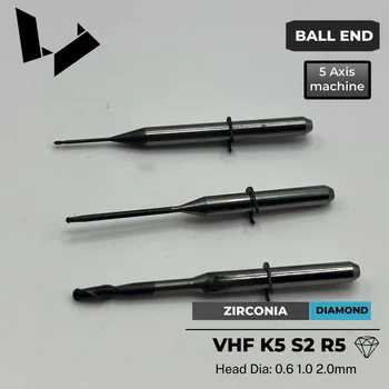 VHF 5 axis machines zirconia milling cutter-Z060-R2D-40 Z100-R2D-40 Z200-R3D-40 double and triple tooth diamond coated cutter