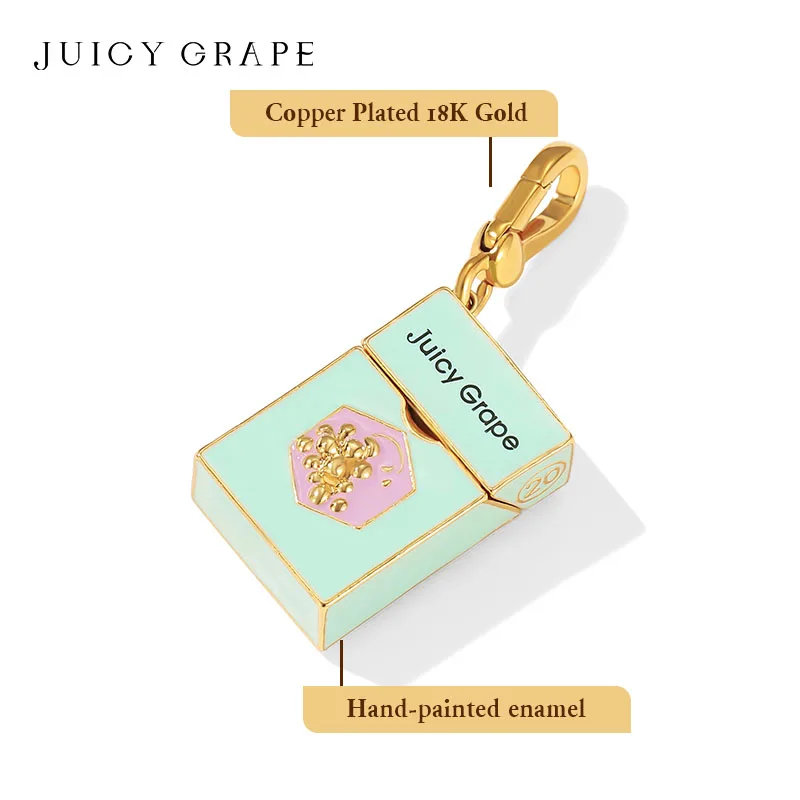 New Juicy Grape Charm Cigarette Case Necklace Handbag Keychain  Sweater Chain Handmade Enamel Jewellery Birthday Gifts