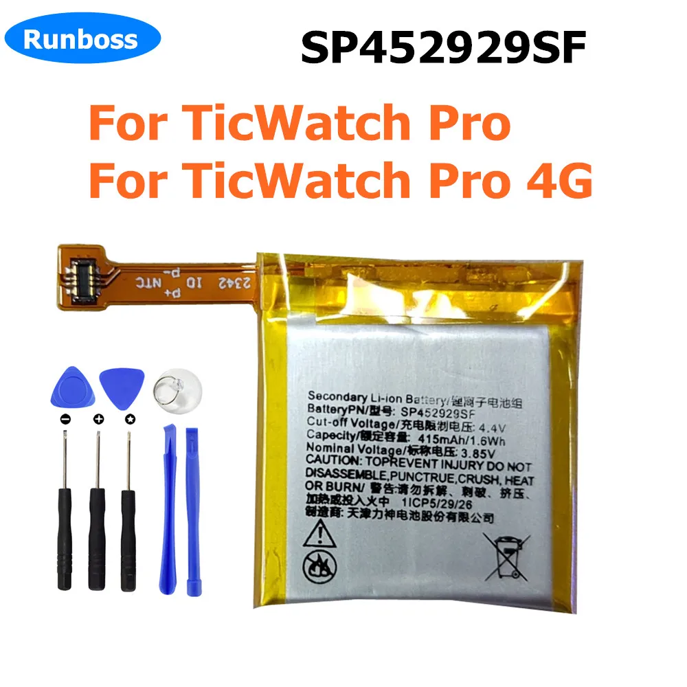 Original Replacement Battery SP452929SF For TicWatch Pro / TicWatch Pro 4G Watch 415mAh 3.8V