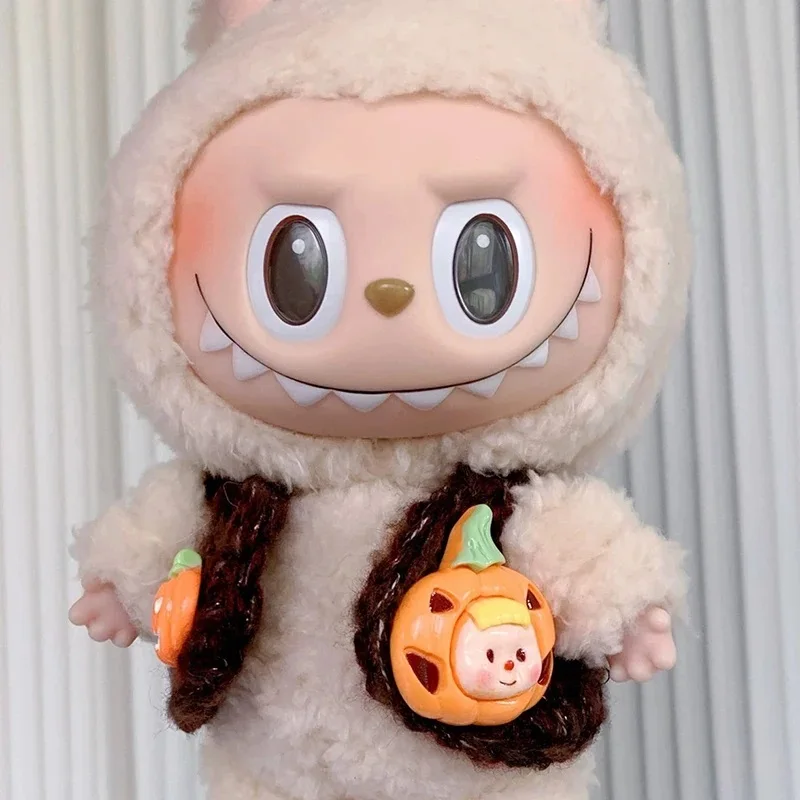 17cm Labubu Halloween Pumpkin Clothes Handmade Custom Vinyl Doll Clothing Labubu Festival Cute Clothes