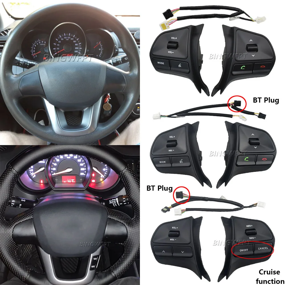 

Steering Wheel Audio Volume Music Control Button For KIA RIO 2012 2013 2014 2015 2016 RIO Switch Telephone Sound With Backlight