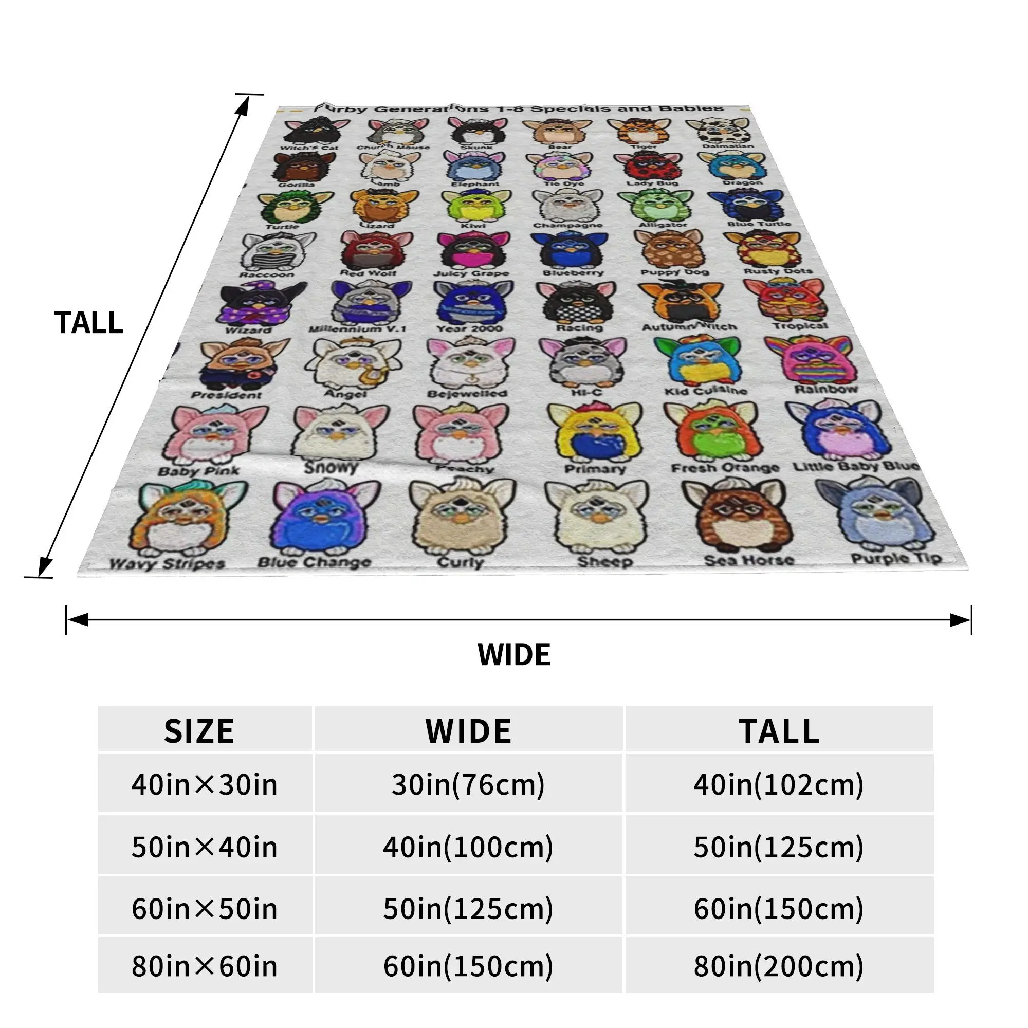 Furby Collection Blankets Soft Warm Flannel Throw Blanket Plush for Bed Living room Picnic Travel Home Sofa