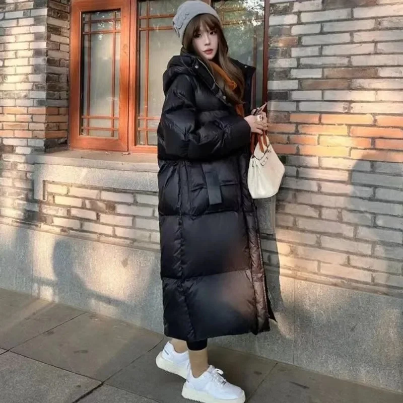 겨울 코튼 코트 한국 스타일 두꺼운 코튼 패딩 루즈핏 롱 신상 2025 모델 후드 다운 패딩 재킷