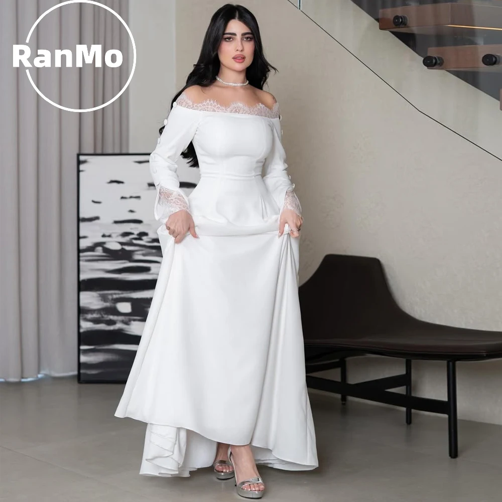 

Ranmo Customized Exquisite Satin Full Sleeve 2026 Women Prom Dress Lace Charming A-line Party Dress Quarter Women Evening Gown