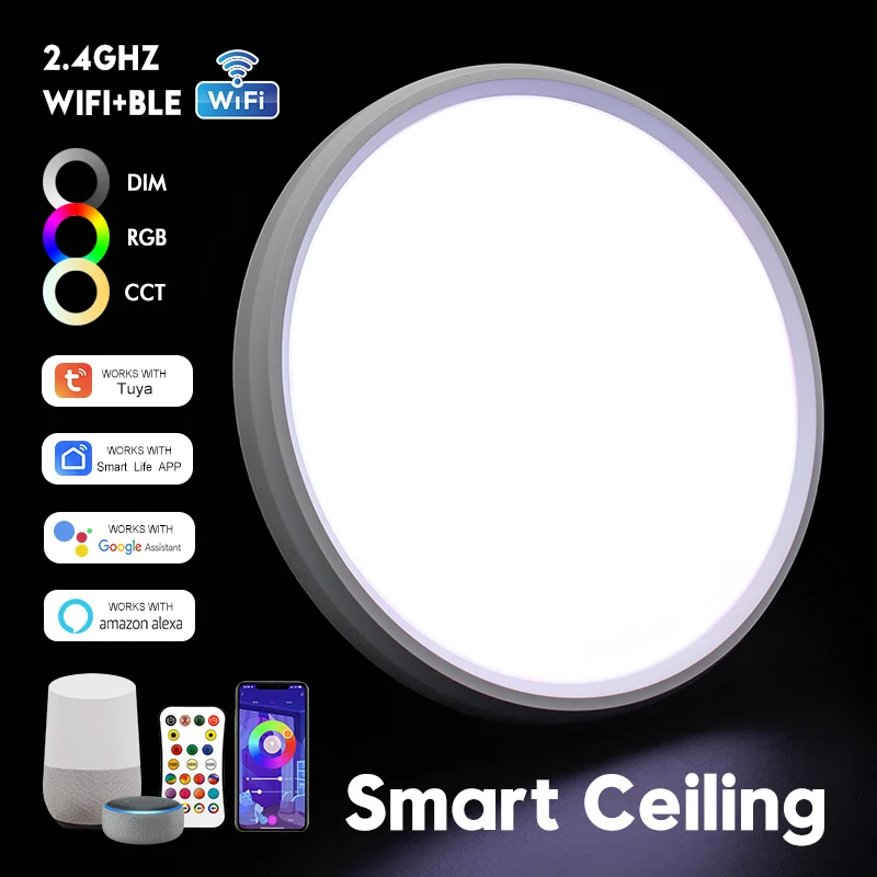 Smart Ceiling lamps RGBCW Ceiling Light Wifi APP Voice Control With Alexa Yandex LED Ceiling Lights For Livingroom Bedroom