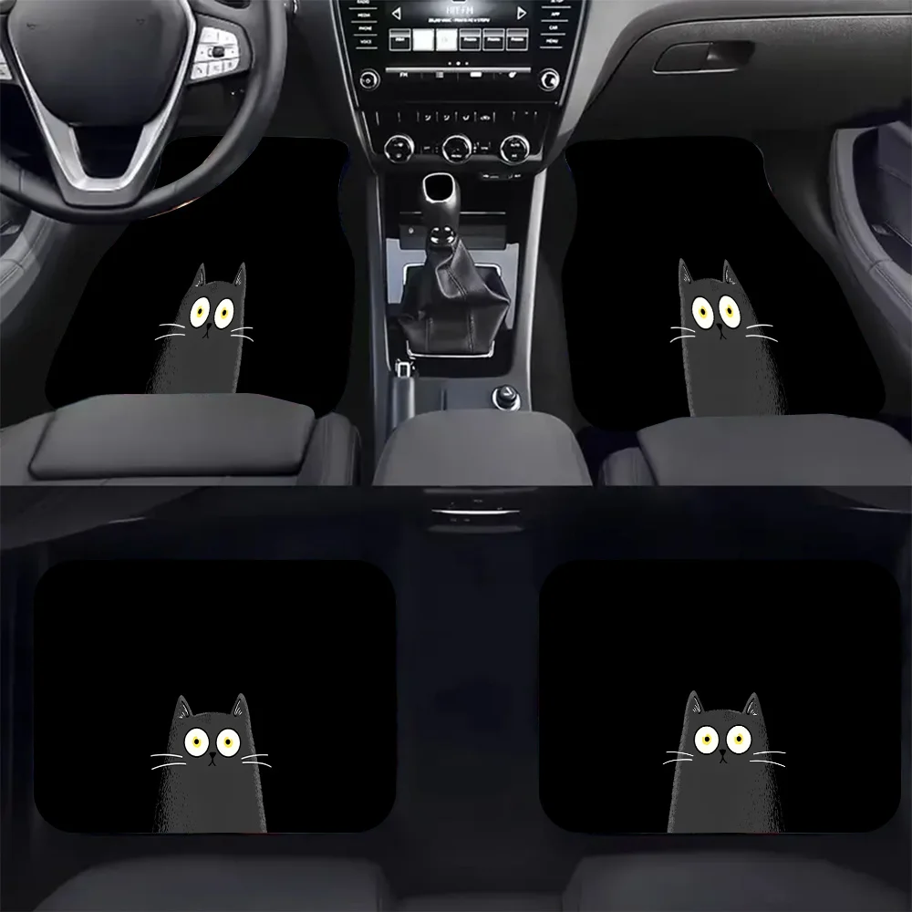 

4pcs-Mysterious Cat Eyes, Printed Car Floor Mats - Stylish, Easy To Clean, Suitable For All Vehicles, Durable And Provide Lastin