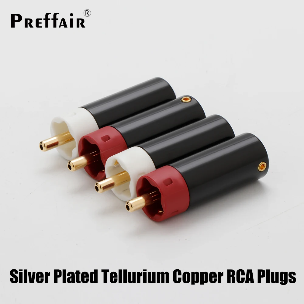 4pcs  R1778 Silver plated Tellurium Copper RCA Plugs Connector For Amplifier Speaker Cable RCA Jack Terminal