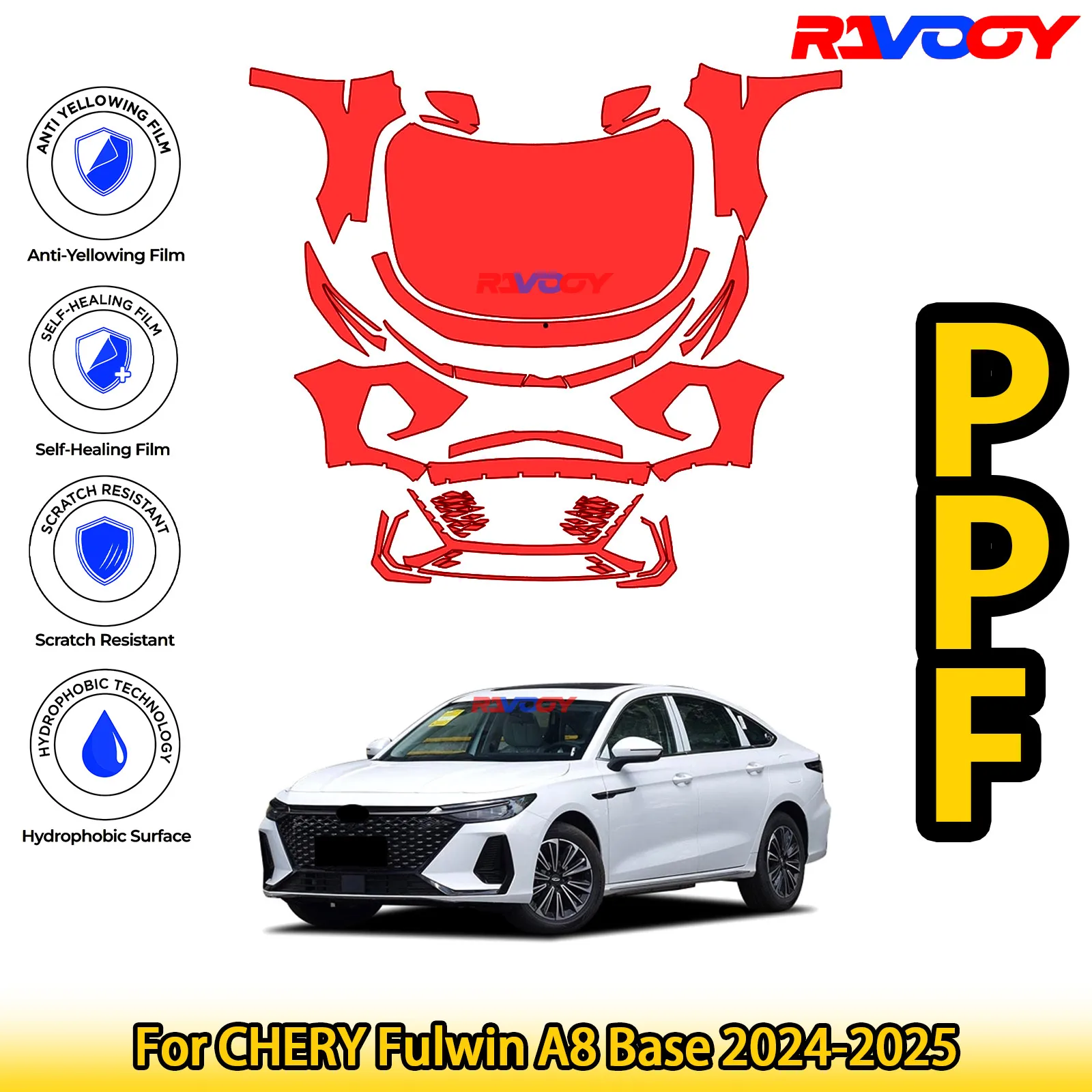 

Для CHERY Fulwin A8 Base 2024-2025 глянцевая матовая черная предварительно вырезанная передняя PPF комплект защитная пленка для краски