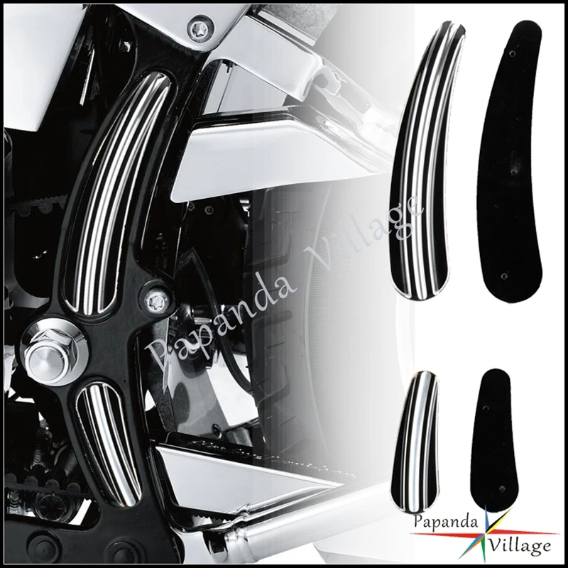 Motorcycle Aluminum Cerved Frame Insert Set w/ Special Adhesive Tape Black Chrome For Harley Softail FLS FLSTN FXSTC 2008-2017