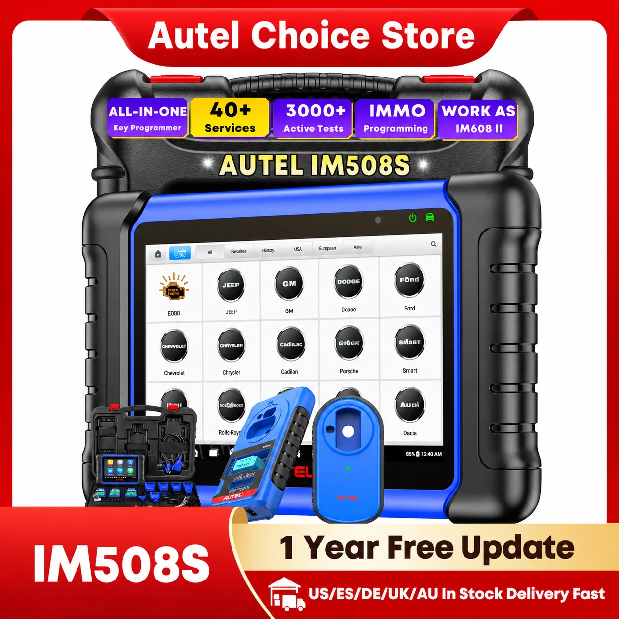 Autel MaxiIM IM508S IMMO Key Programming Tools All-in-One Key Programmer OBD2 Automotive Scanner All Systems Diagnostic pk KM100