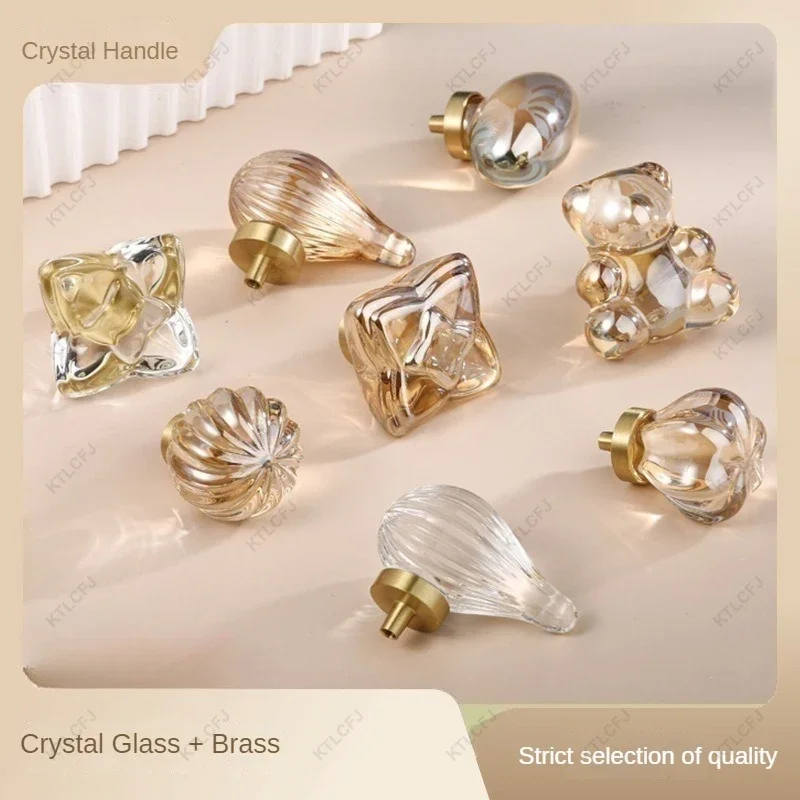 Crystal Handle Brass Pigeon Eggs Drawer Cupboard Door Handle Transparent Wardrobe Door Handle