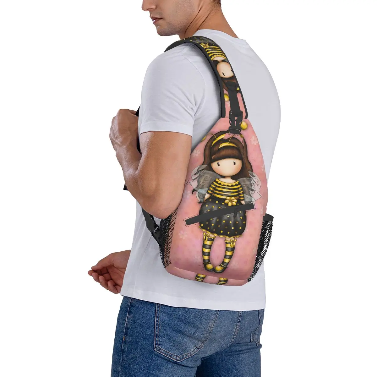 Santoro Gorjuss-bandolera de pecho para muñeca, mochila de hombro para senderismo al aire libre, mochilas de día artísticas de dibujos animados