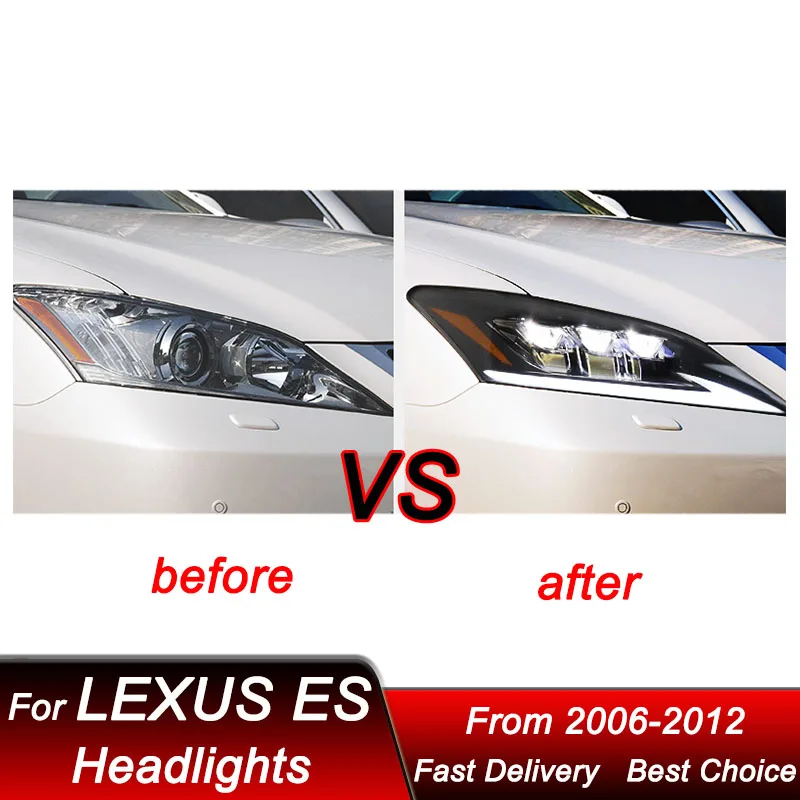 Car Headlights For Lexus ES ES350 06-12 LED no need change bumper style Headlamp Assembly Upgrade Projector Lens Accessories Kit