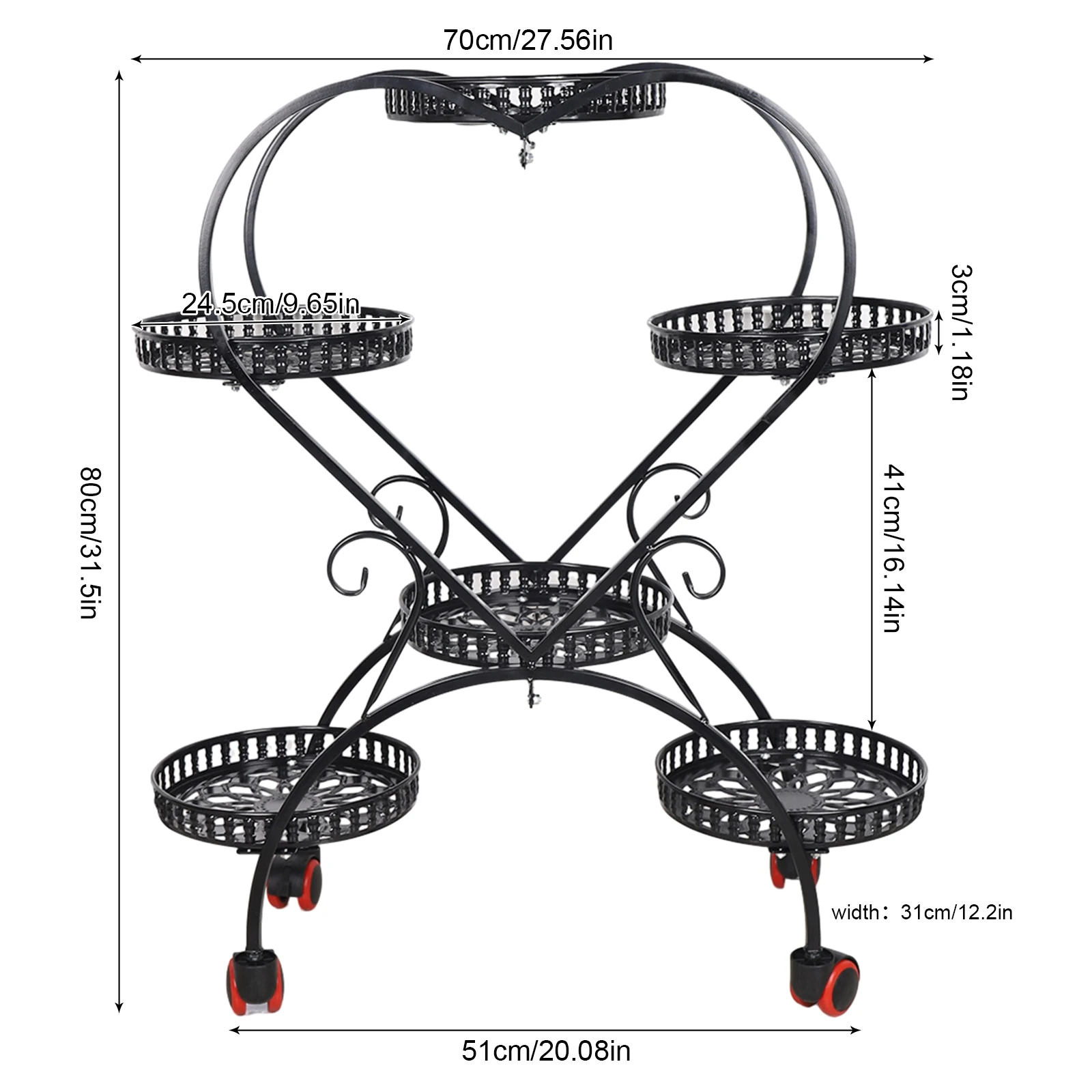 Metall Blumentopf schwarz 6 Töpfe Pflanze steht Blumen ständer für Home Corner Balkon Indoor Garten Dekor grüne Pflanze Halter