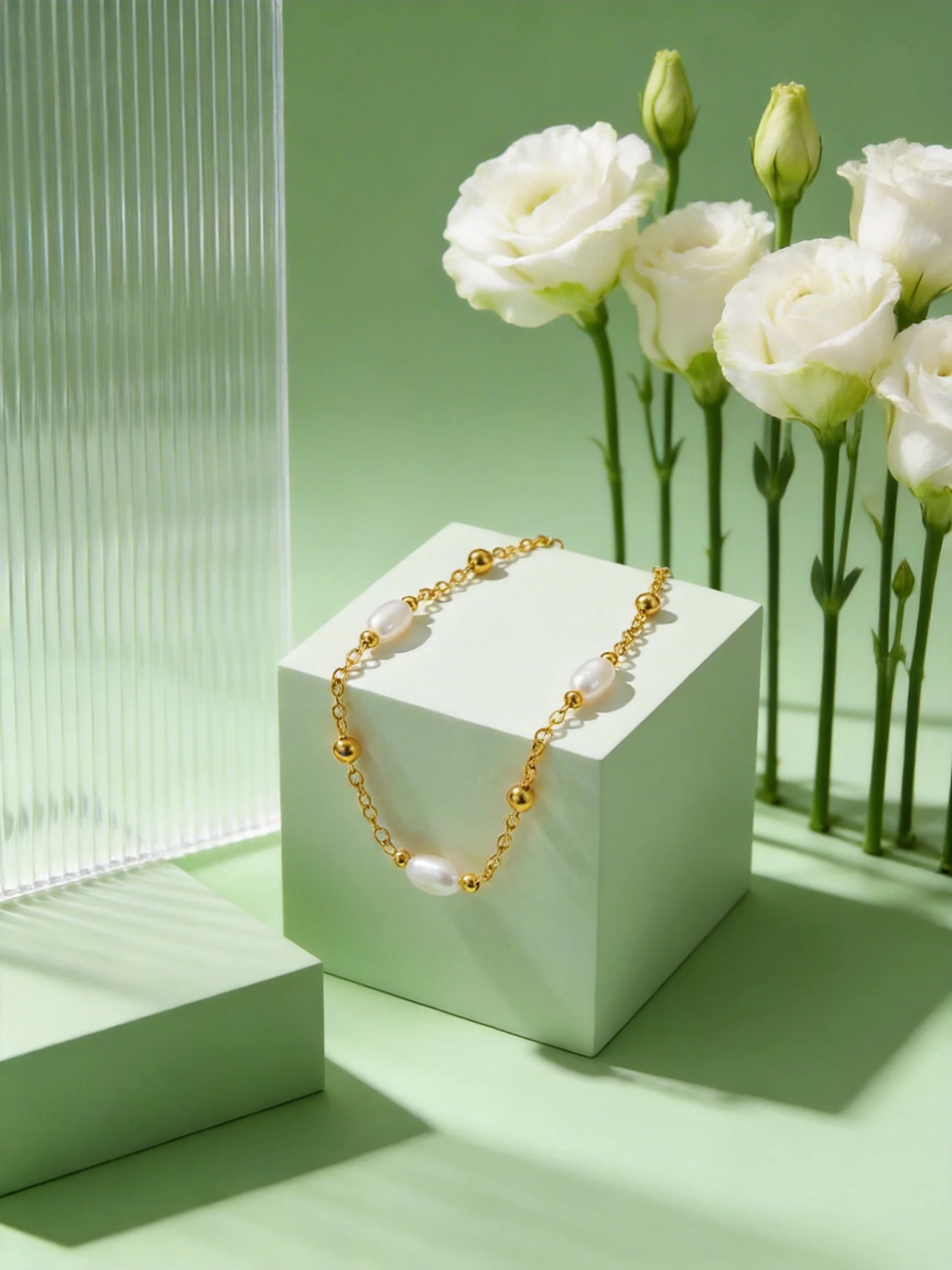 エレガントなイミテーションパールアンクレット女性用ビーズチェ - Jc Jewelry & Watches のレビューと価格