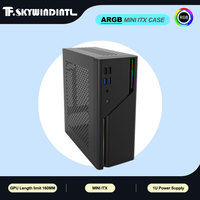 Mini ITX HTPC Desktop Case 5V ARGB Front Panel 4 USB Ports Supports 1U Power Supply Compact Design for ITX Motherboard Server