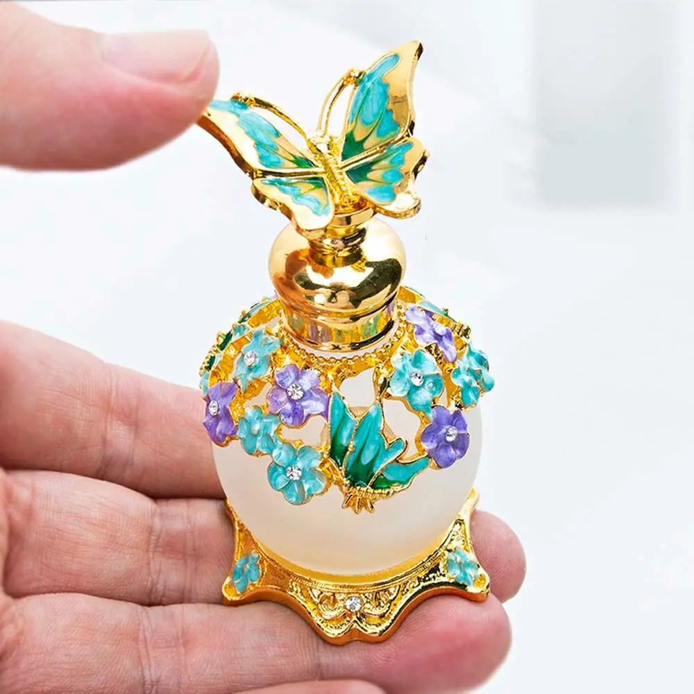 

Gift Arab Style Metal Capped Empty Refillable Bottles Essential Oil Container Fragrance Container Gold Butterfly Bottle