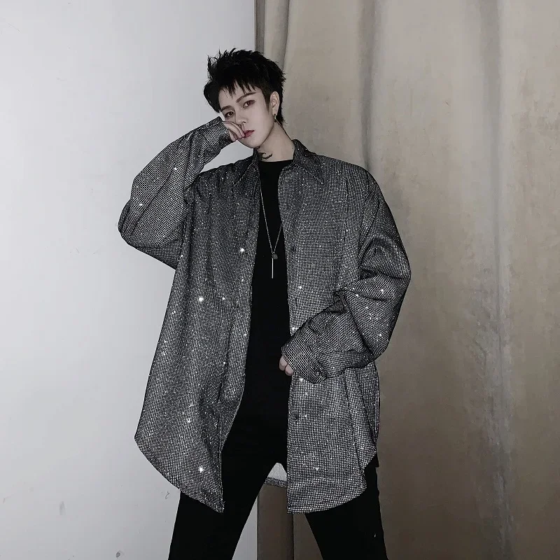 

Men Casual Solid Color Shirts Long Sleeve Spring Autumn 2024 Fashion New Loose Oversize All-match Outwear Blouse Tops A104