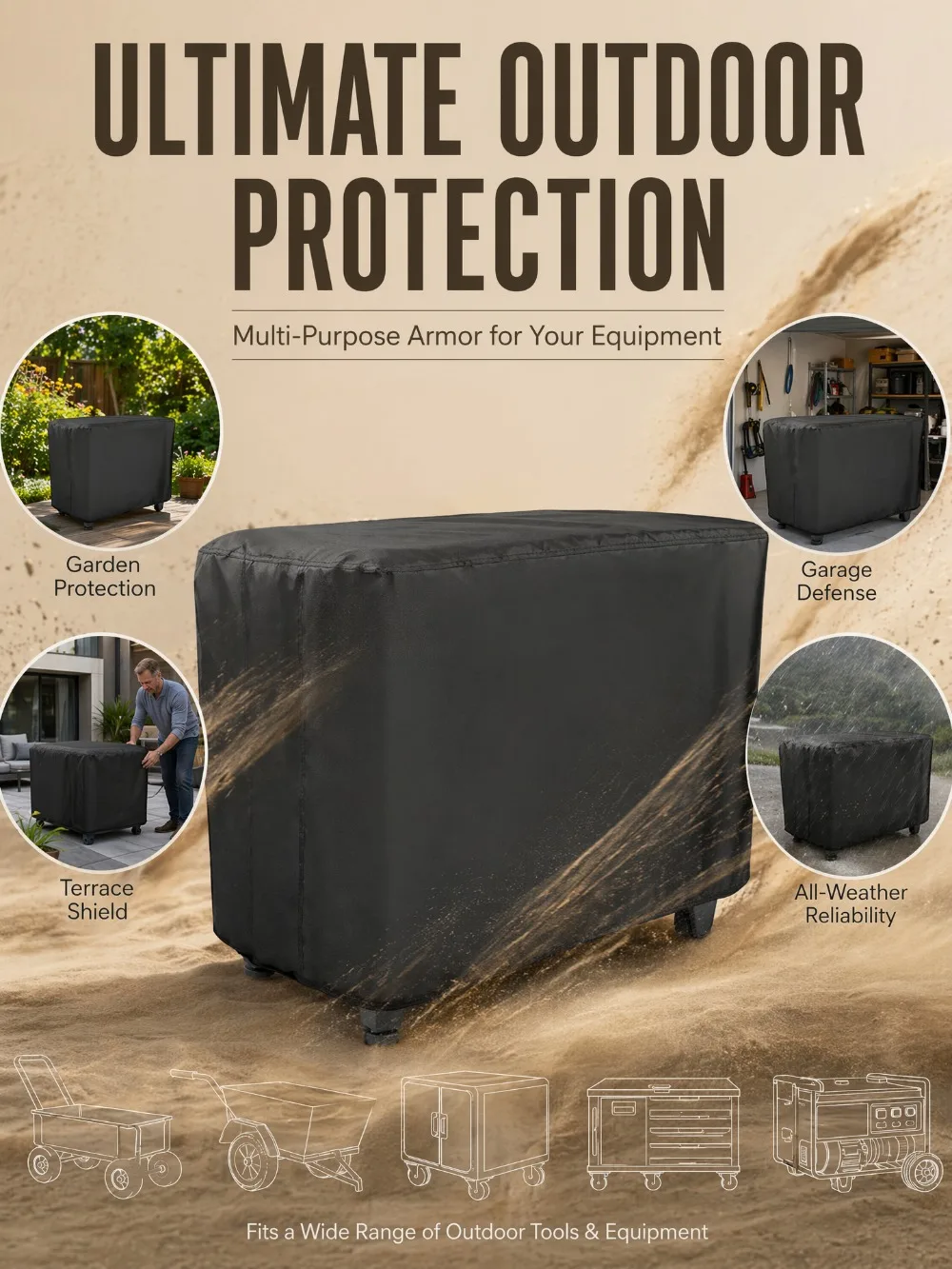 Durable Portable Universal Cart Table Cover Waterproof Protective Patio Dining Cover Fit for Outdoor Oven Table
